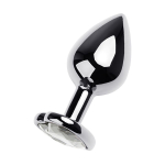 Серебристая анальная пробка 8см с прозрачным кристаллом сердцем ToyFa Metal 717014-10