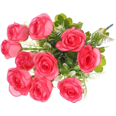 Искусственные цветы «Розовый букет» 42см 10 цветков темно-розовые