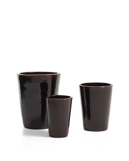 Набор из 3 кашпо Rotja с глазурованной гранатовой отделкой, диаметр 26 / 35 / 47 см