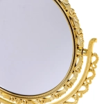 Зеркало настольное в пластиковой оправе «Версаль - Круг», цвет золото, двухстороннее, 24см.