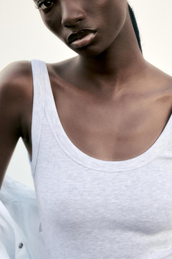 ZARA БОДИ В РУБЧИК, СЕРЫЙ С МЕЛАНЖЕВЫМ ЭФФЕКТОМ