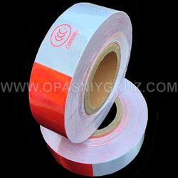 Светоотражающая лента красно-белая 50 мм х 45 м