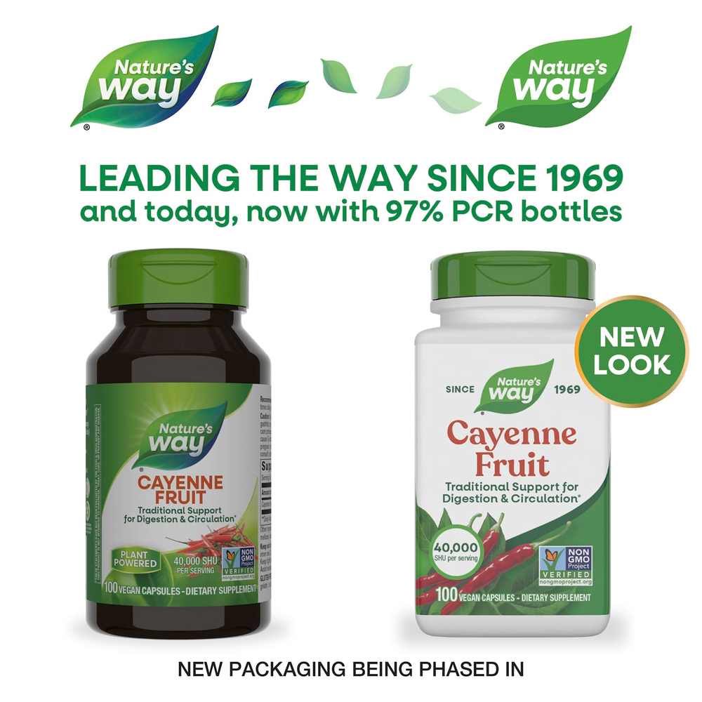 Nature's Way, плод кайенского перца, 40 000 SHU/г, 100 веганских капсул