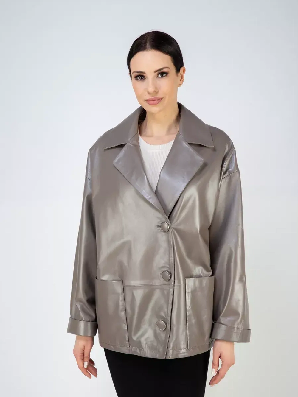 Кожаная куртка демисезонная оверсайз пиджак