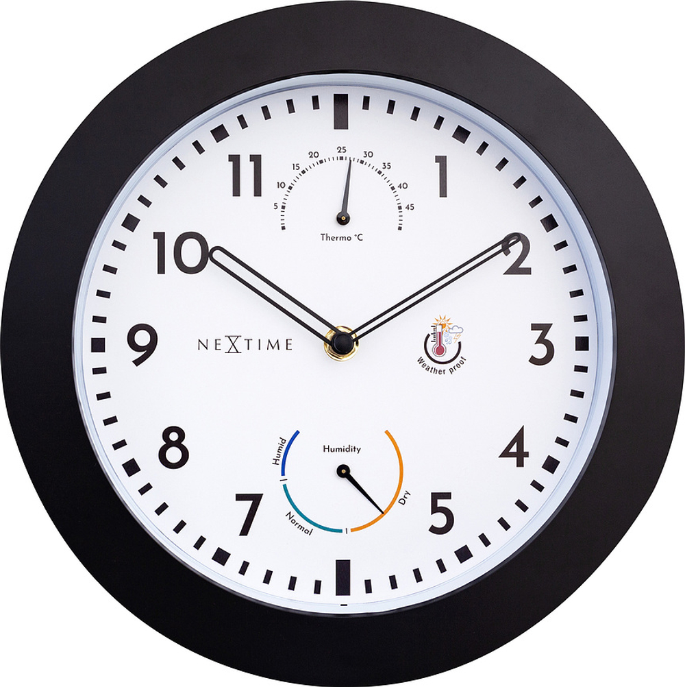 Настенные часы NeXtime, пластик, 25,5 см, чёрные