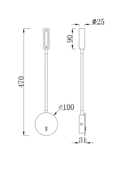 Настенный светильник (бра) Technical C035WL-L3W3K