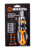 Отвертка Вихрь со сменными битами 6 шт
