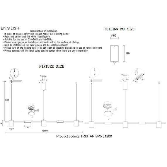 Подвесной светодиодный светильник Crystal Lux Tristan SP5 L1200 Gold