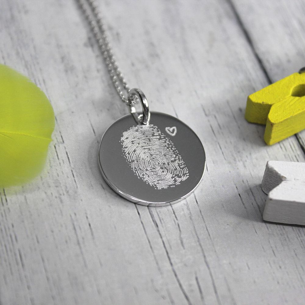 Кулон подвеска из серебра с детским отпечатком пальца на заказ
