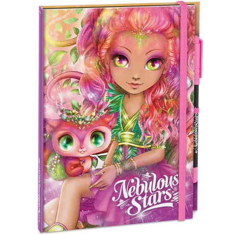 Блокнот в жестком переплете со страницами черного цвета, на резинке, с шариковой ручкой. Серия: Hazelia