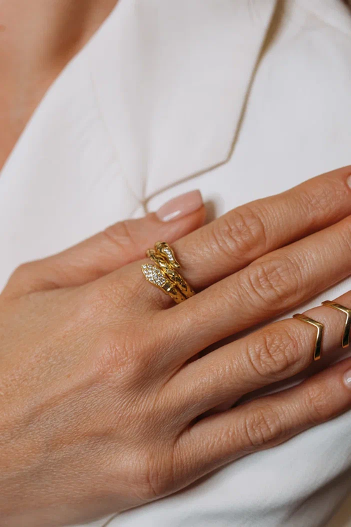 Кольцо "Змея" двойное в золочении