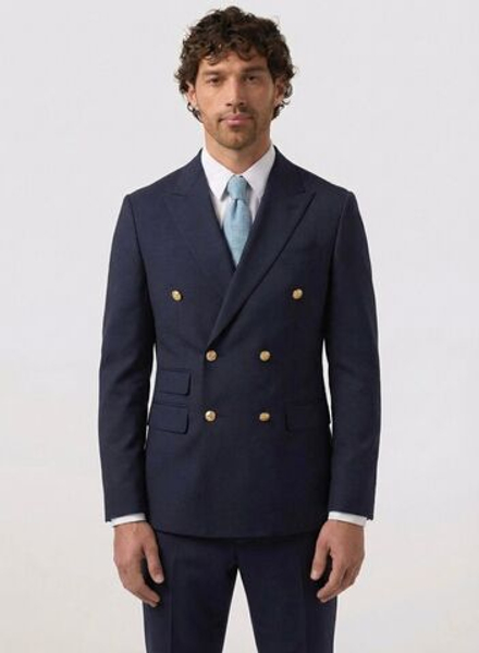 Мужской костюм двубортный (темно-синий) А70