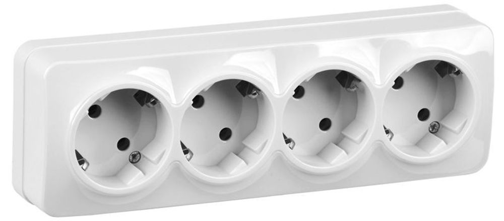 Розетка 4-м ОП GLORY РС24-3-ХБ 16А с заземл. бел. IEK ERH41-K01-16 Розетка 4-м ОП GLORY РС24-3-ХБ 16А с заземл. бел. IEK ERH41-K01-16