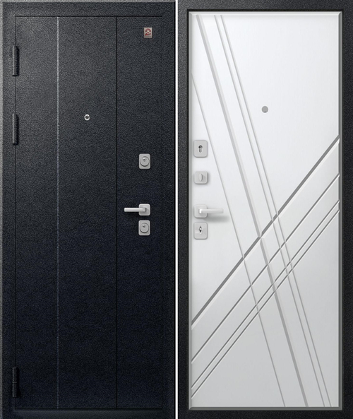 Входная дверь Центурион C-106 800*2000 Чёрный муар - Белый