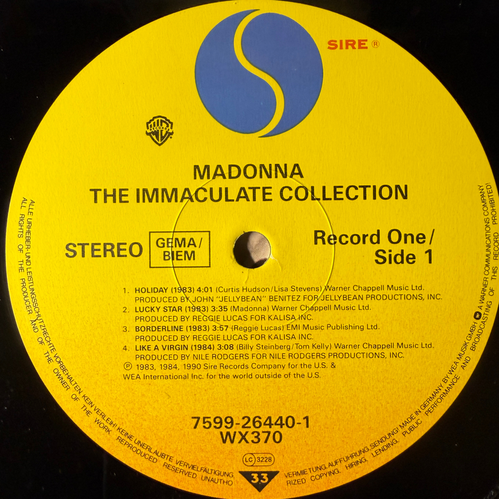Madonna - The Immaculate Collection 2LP (Германия 1990г.)