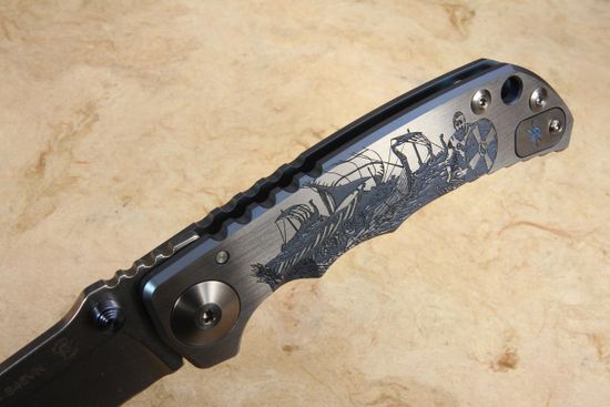 Нож Spartan Blades Harsey Long Boad, сталь S45VN, рукоять - титан, бронзовая гравировка
