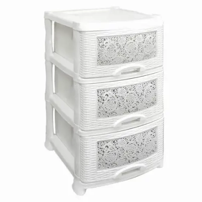 Комод 3-х секционный без декора Ажур (бел/мрам)