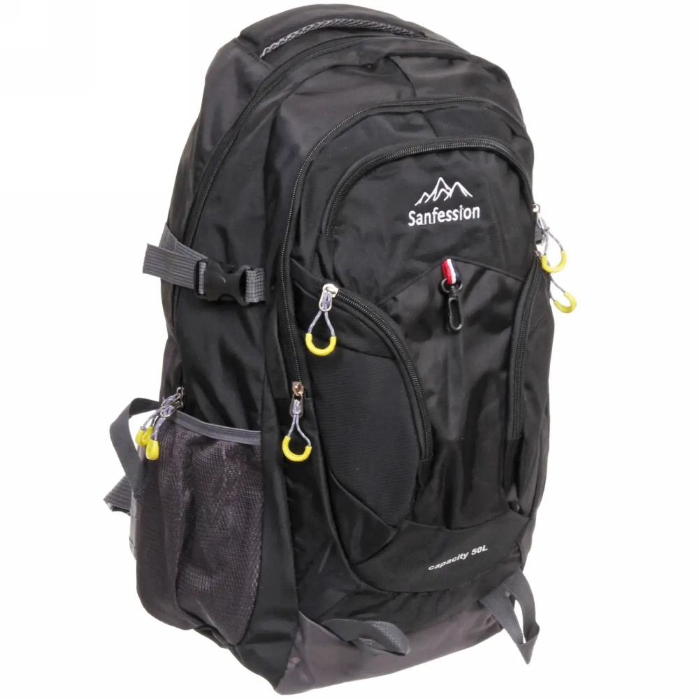 Рюкзак туристический 50л, цвет серо-черный 7015