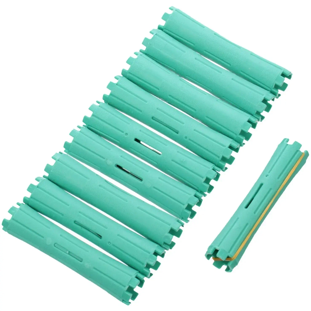 Бигуди пластмассовые-коклюшки 10шт d-2см, 8,5см «KUDRI», цвет мятный, (прозрачный пакет с подвесом)