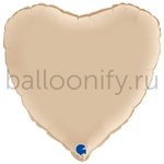 Фольгированная фигура, сердце, 18"/46СМ Сатин Cream