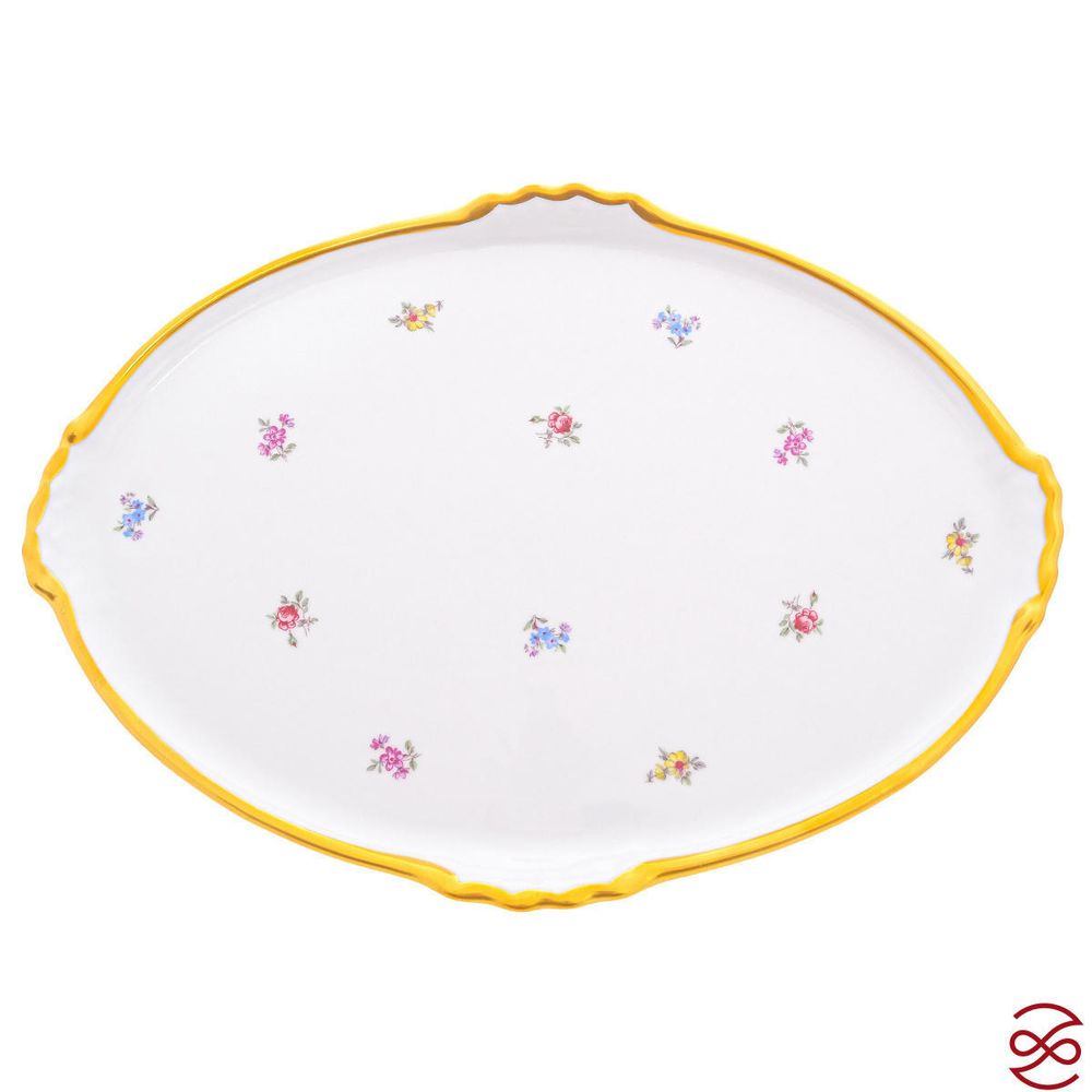 Поднос овальный на ножке Queen’s Crown Мелкие цветы 37см