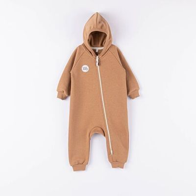 Warm hooded jumpsuit 3-18 months - Desert Sand