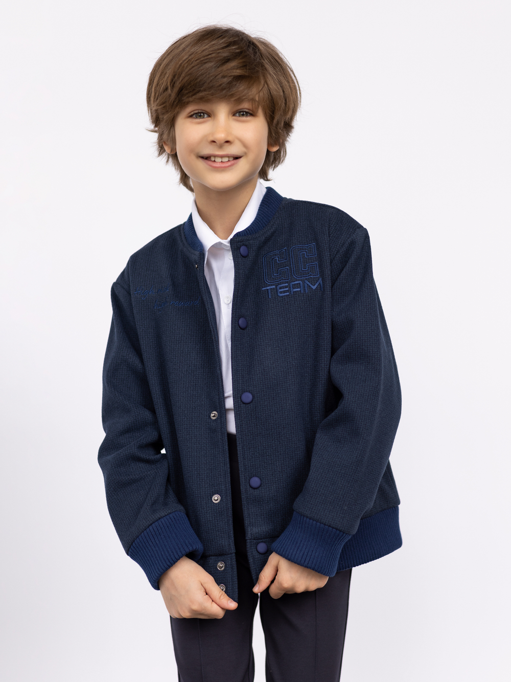 Бомбер школьный для мальчика с вышивкой