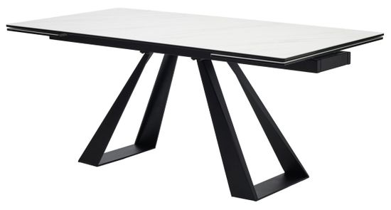 Стол FONDI 180 MARBLES KL-99 Белый мрамор матовый, итальянская керамика/ черный каркас