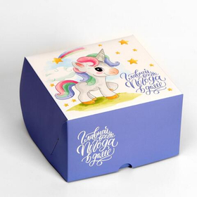 Коробка на 4 капкейка "Погода в доме.Единорожка", 16 х 16 х 10 см