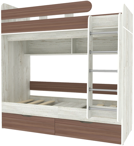 Двухъярусная кровать КарИВи Юниор 5 80x160 Винтерберг Бодего Темный