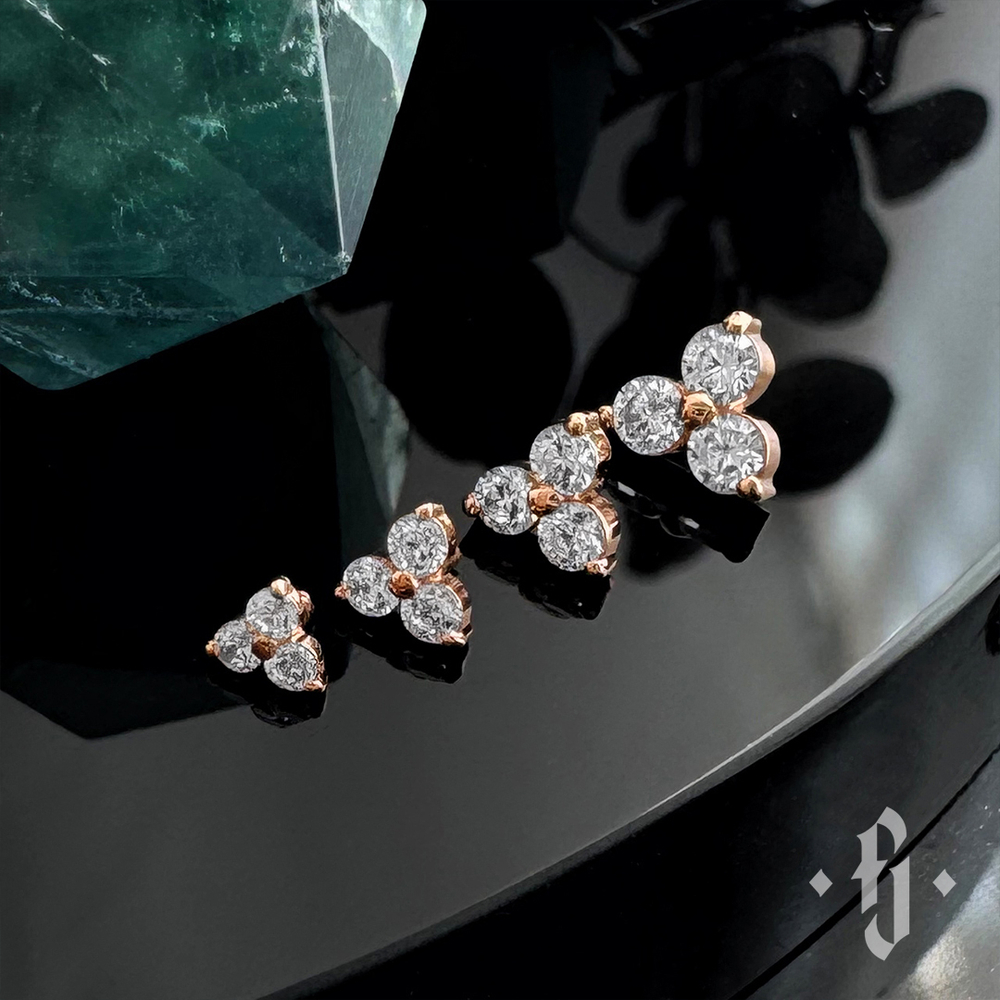 Накрутка "Trio" - Розовое золото - White CZ