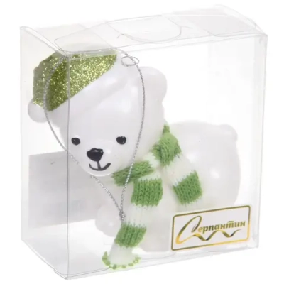 Елочная игрушка «Милый мишка» 8*4*9 см, Салатовый