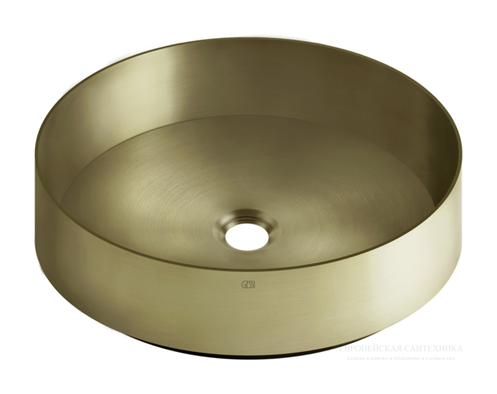 Раковина Gessi 316, накладная, без перелива, Ø400хh125 мм, цвет Brass Brushed PVD