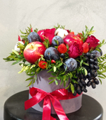 Фруктовый букет в шляпной коробке