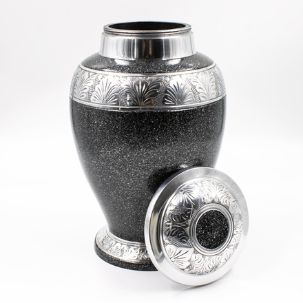 Урна для праха металл "Амфора Перламутр" черная гранит