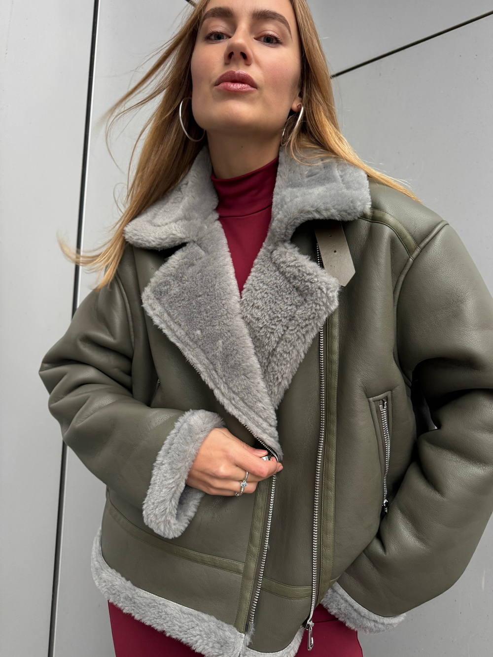 Дубленка Авиатор олива