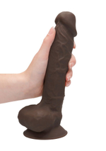 Коричневый фаллоимитатор Silicone Dildo With Balls - 22,8 см.