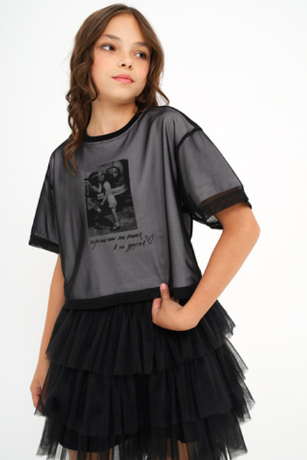 Футболка с сеткой укороченная, белая