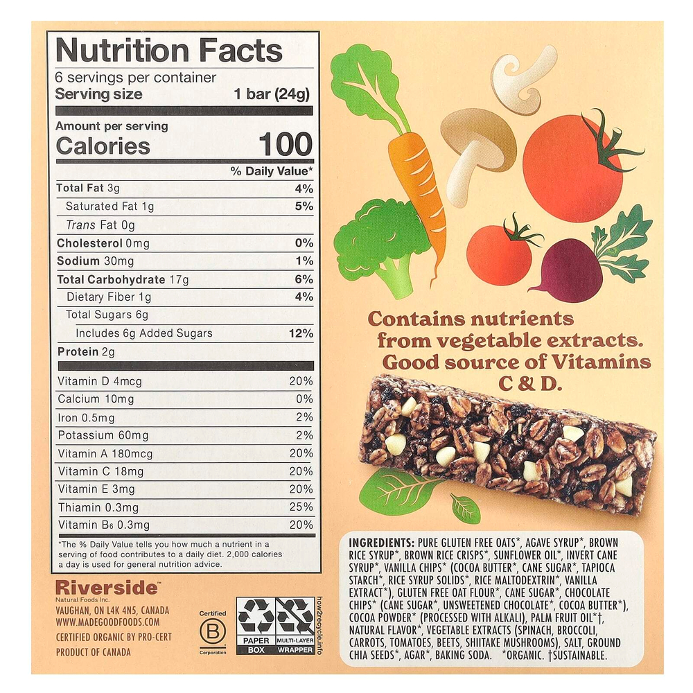 MadeGood, Батончик-гранола, печенье и крем, 6 батончиков, 24 г (0,85 унции)