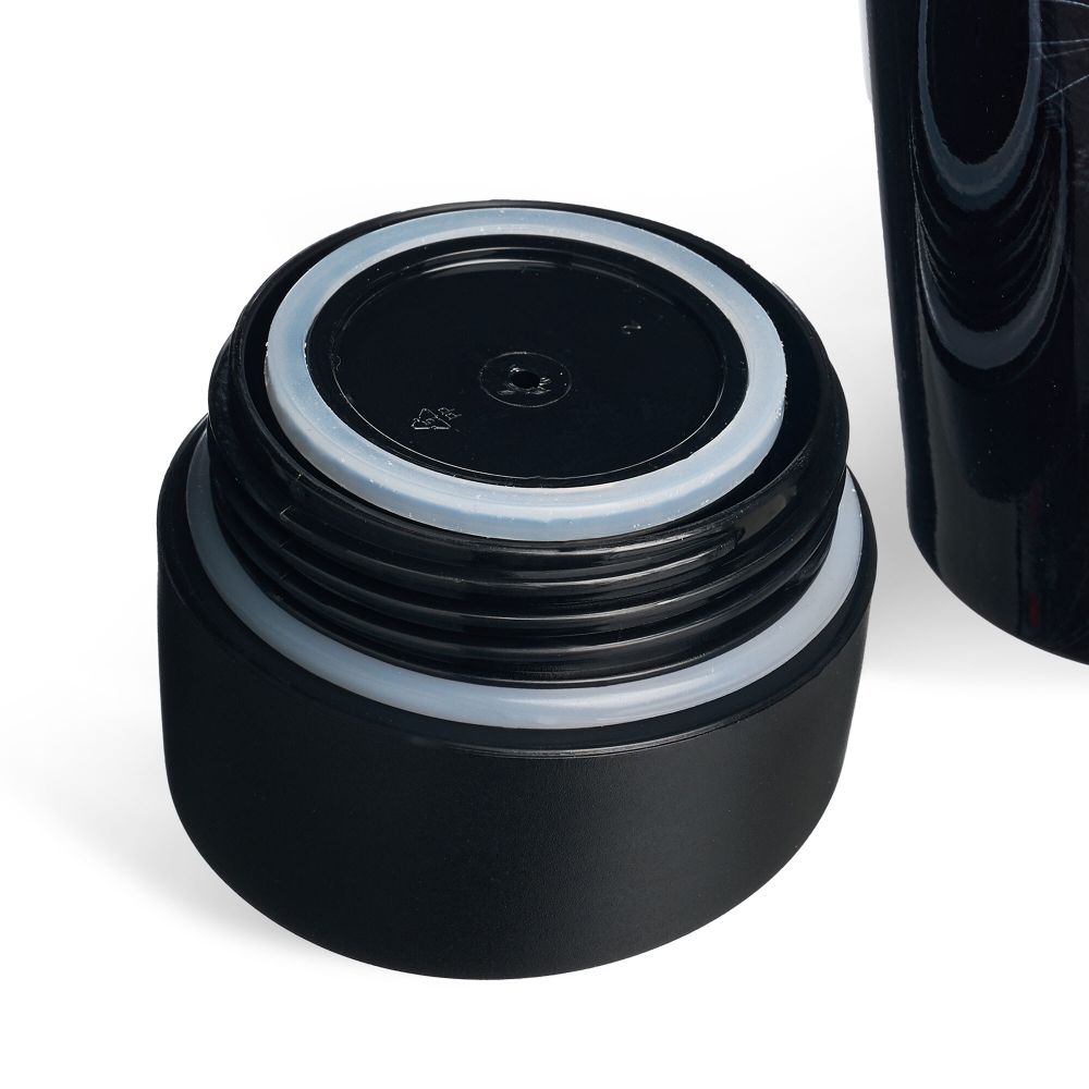 ТЕРМОКРУЖКА AGNESS "ЧЕРНАЯ ПАНТЕРА" С КНОПКОЙ-СТОППЕРОМ , 360МЛ КОЛБА НЕРЖ.СТАЛЬ 18/10