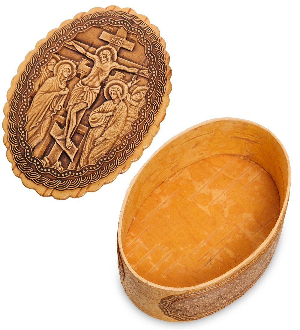 Народные промыслы BST-139 Шкатулка «Распятие Иисуса Христа» (береста)