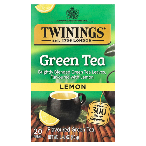 Twinings, Ароматизированный зеленый чай, лимон, 20 чайных пакетиков, 40 г (1,41 унции)