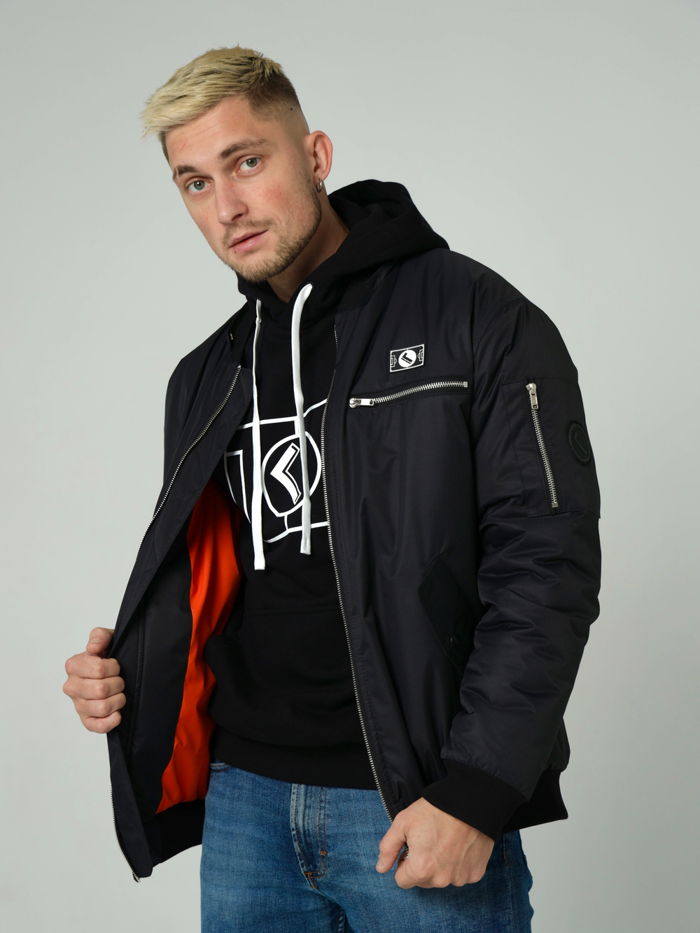 Бомбер мужской утепленный черный Город Горький