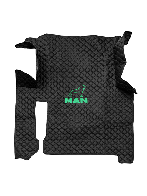 Ковры MAN TGX (автомат, механика) (экокожа, черный, черный кант, зеленая вышивка)