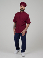 Бордовая мужская рубашка-китель "Мир" для повара и кондитера NVDesign