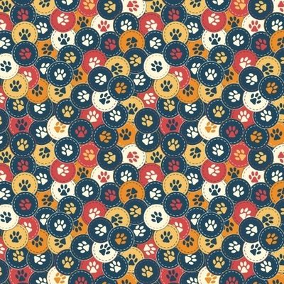 Цветные круги со следами лап домашних животных