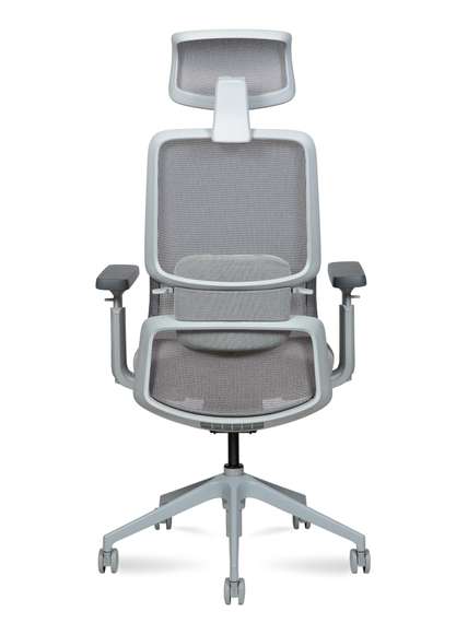 Кресло офисное Норден / Альпина / Alpina / серая сетка / серая ткань / металлическая база