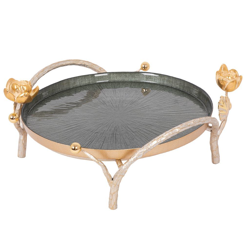 Фруктовница-конфетница Нимфея (поднос) Айвори Зеленый