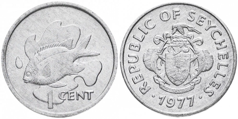 Сейшелы 1 цент, 1977 Рыба Дорада aUNC