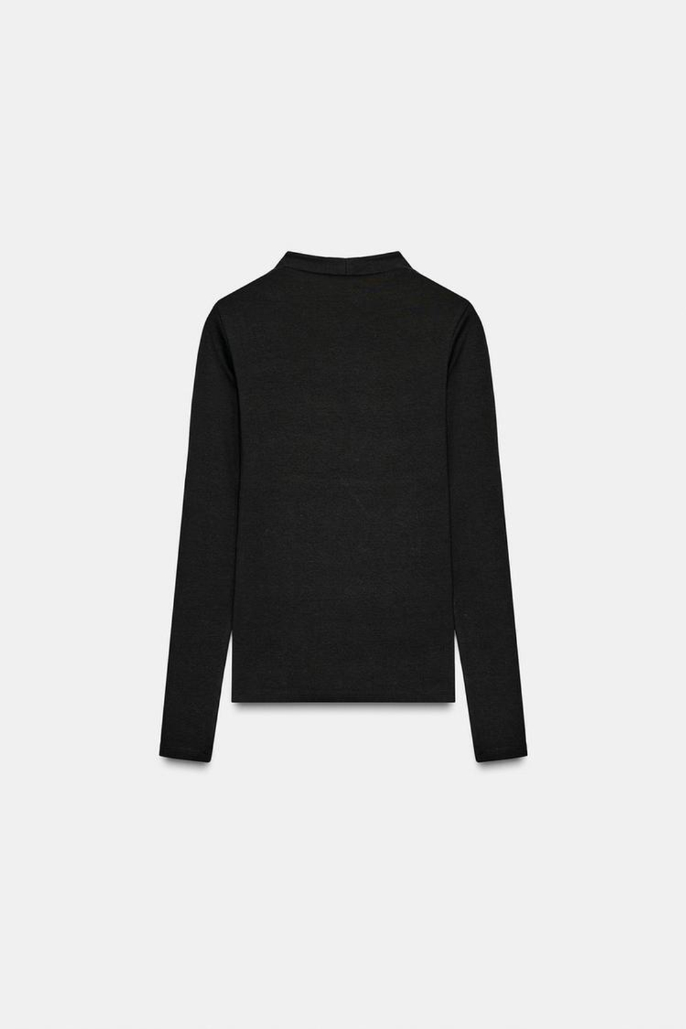 ZARA ФУТБОЛКА С ВЫСОКИМ ВОРОТНИКОМ, ЧЕРНЫЙ